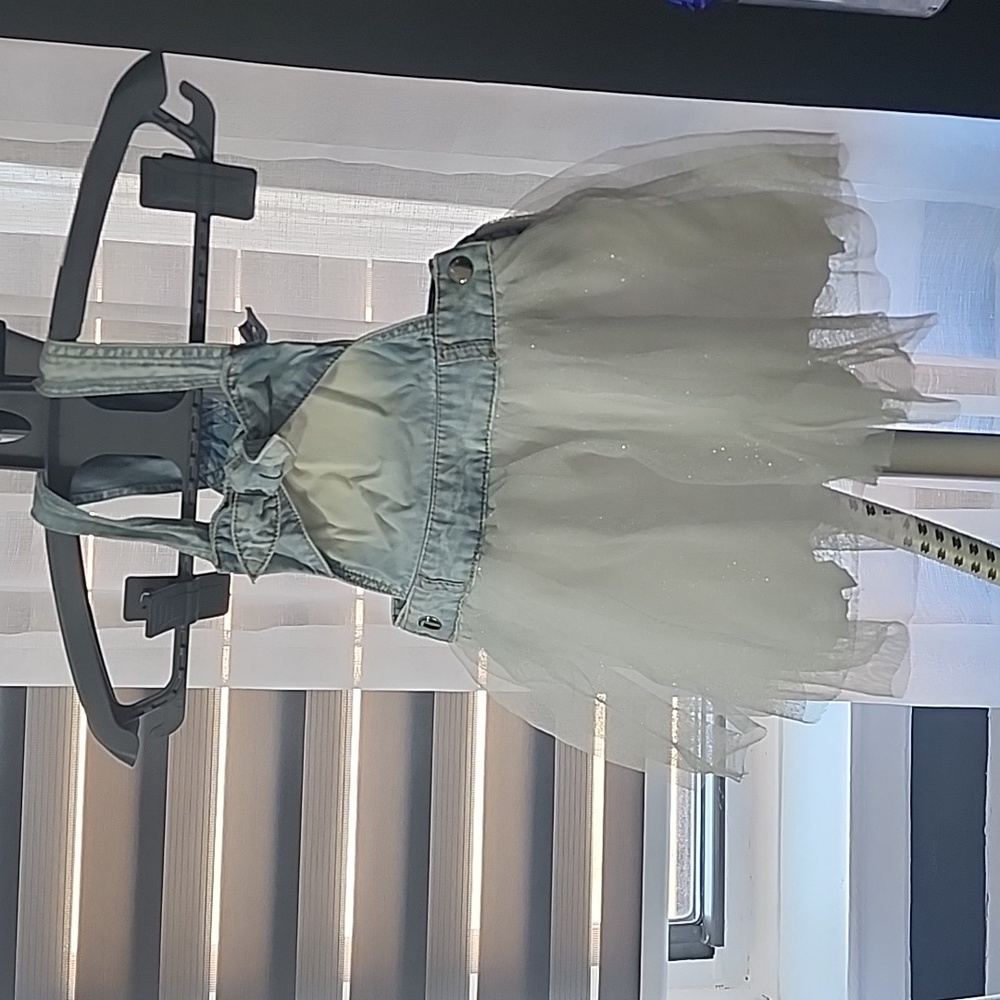 Mayoral denim dress with tulle skirt